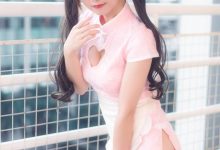 粉色旗袍美女爆乳事业线性感美女cos图片-妹子图