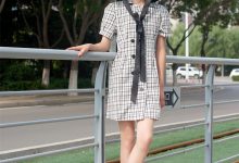 SIW斯文传媒 014 法式黑白方格翻领小清新裙 - 丽莉 [58P-121M]-妹子图