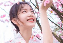 酒窝美女清新粉嫩和服写真图片-妹子图