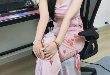 丝韵摄影 NO.3366 布丁 花色吊带上衣 黑色包臀长裙-妹子图