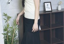 丝韵摄影 NO.3387 阿娇 御姐风黑色小飞袖包臀连衣裙-妹子图