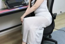 丝韵摄影 NO.3396 晨晨 御姐风黑色网纱拼接v领包臀开叉长裙-妹子图