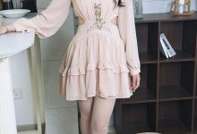丝韵摄影 NO.3477 沫沫 性感温柔风 卡其色中长款针织连衣裙-妹子图