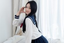 物恋传媒 No.2817 橙子-板鞋、珊瑚绒袜、白粉短棉袜、jk制服-妹子图